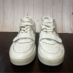 CELINE Womens White Calf Leather High-Top Logo Sneakers
SIZE 36 EU / 6 US